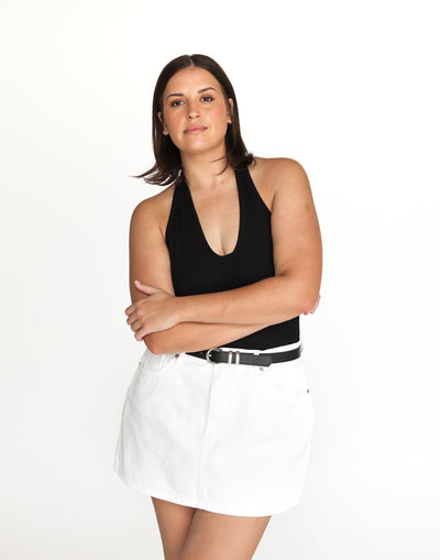 Riri Denim Mini Skirt (White) | CHARCOAL Exclusive - Mid Rise Basic Denim Mini Skirt - Women's Skirt - Charcoal Clothing