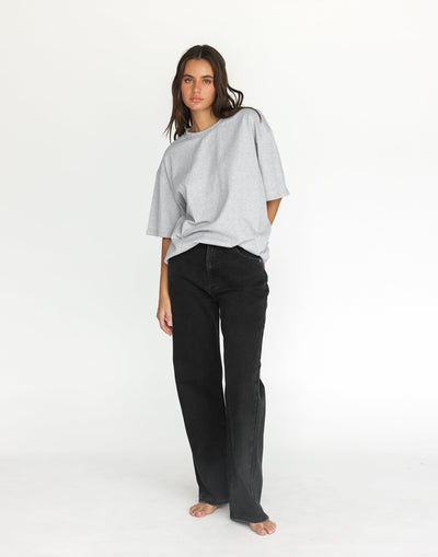 Luca Oversized Tee (Grey Marle) - Relaxed Oversized T-Shirt - Women's Top - Charcoal Clothing