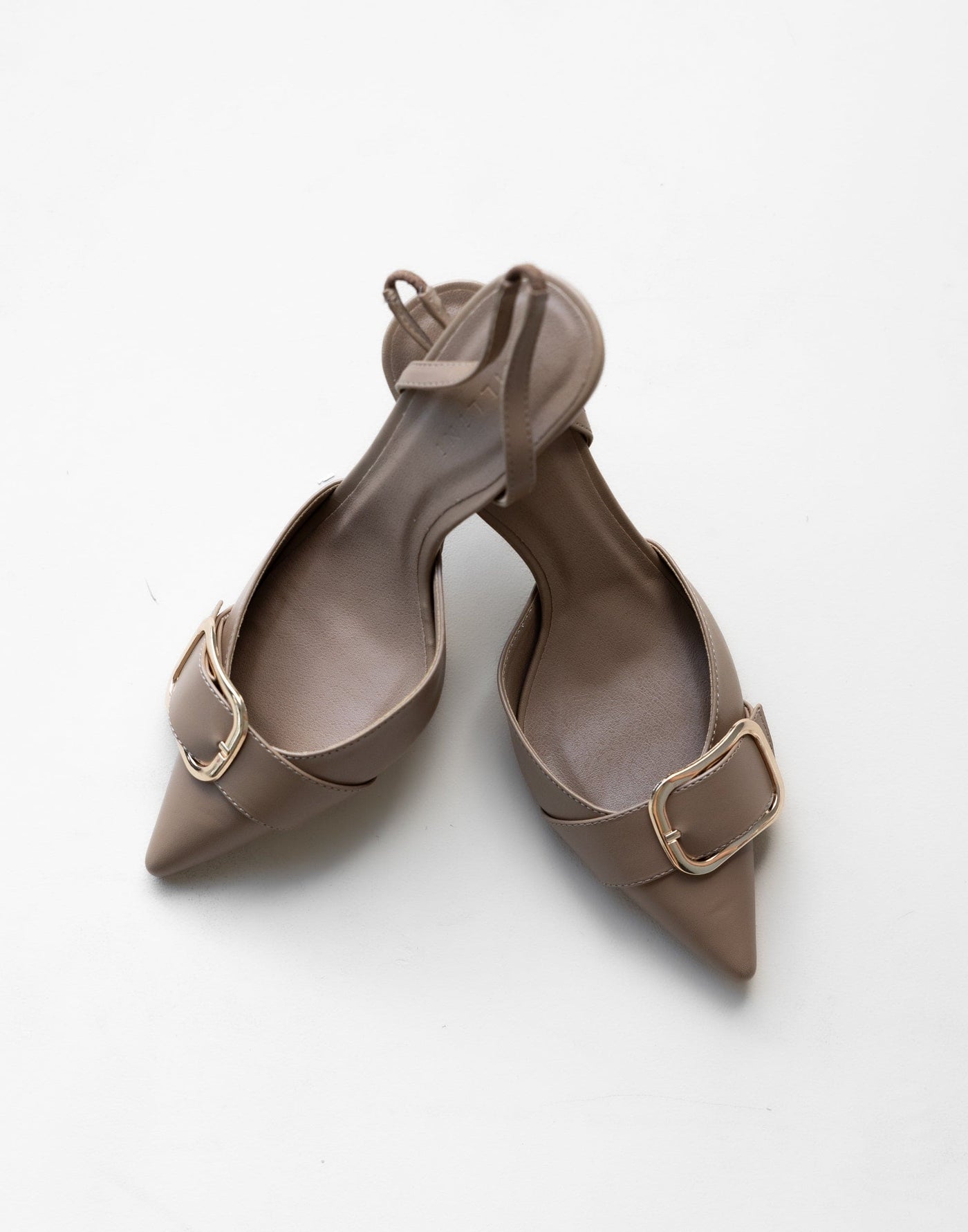 Dealani Heels (Hazelnut) - By Billini - Pointed Toe Sling Back Gold Embellishment Heel - Women's Shoes - Charcoal Clothing