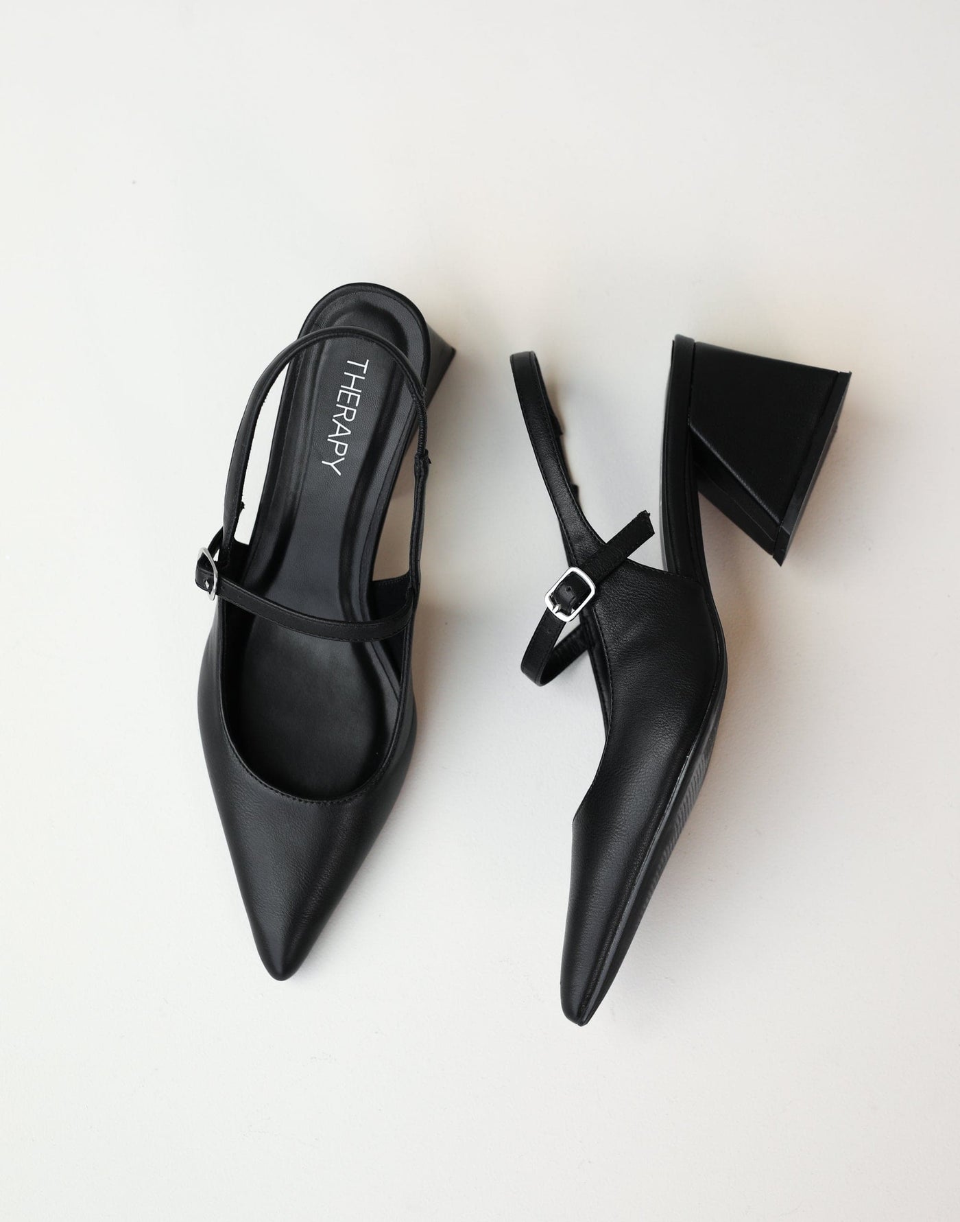 The Sharp Heels (Black) - By Therapy - Pointed Toe Block Block Heel - Women's Shoes - Charcoal Clothing