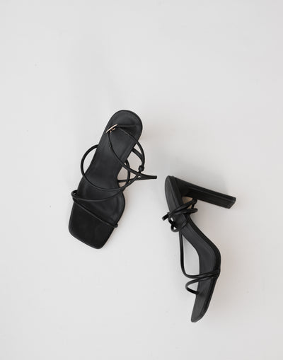 Eiffel Heels (Black) - By Billini - Shaved Block Heel with Strap - Women's Shoes - Charcoal Clothing