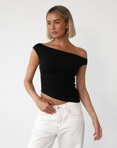 Namiko Top (Black) | Charcoal Clothing Exclusive - Off the Shoulder Crop Top - Women's Top - Charcoal Clothing