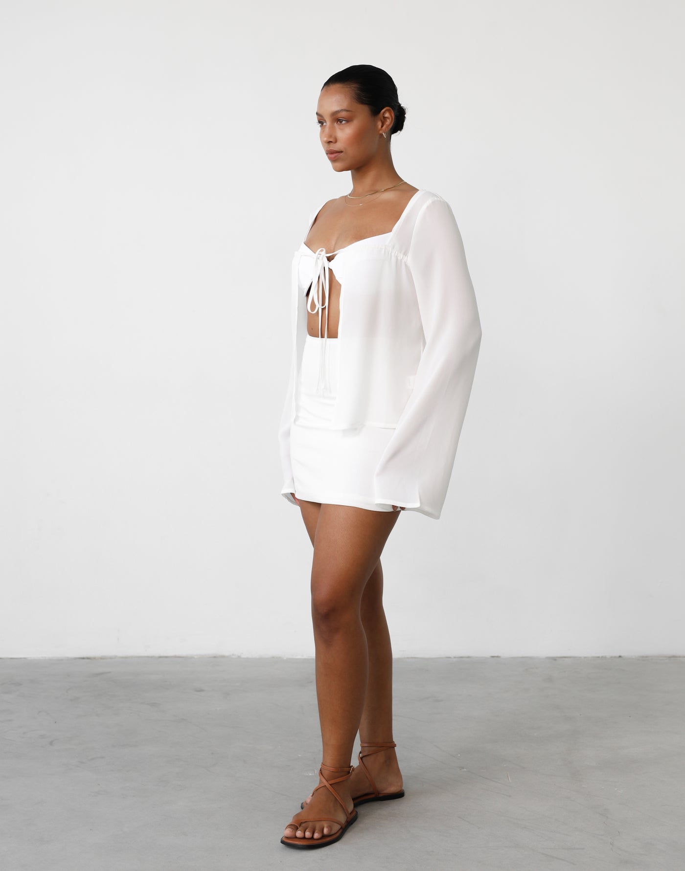 Sincerity Linen Mini Skirt (White) - White Linen Mini Skirt - Women's Skirt - Charcoal Clothing
