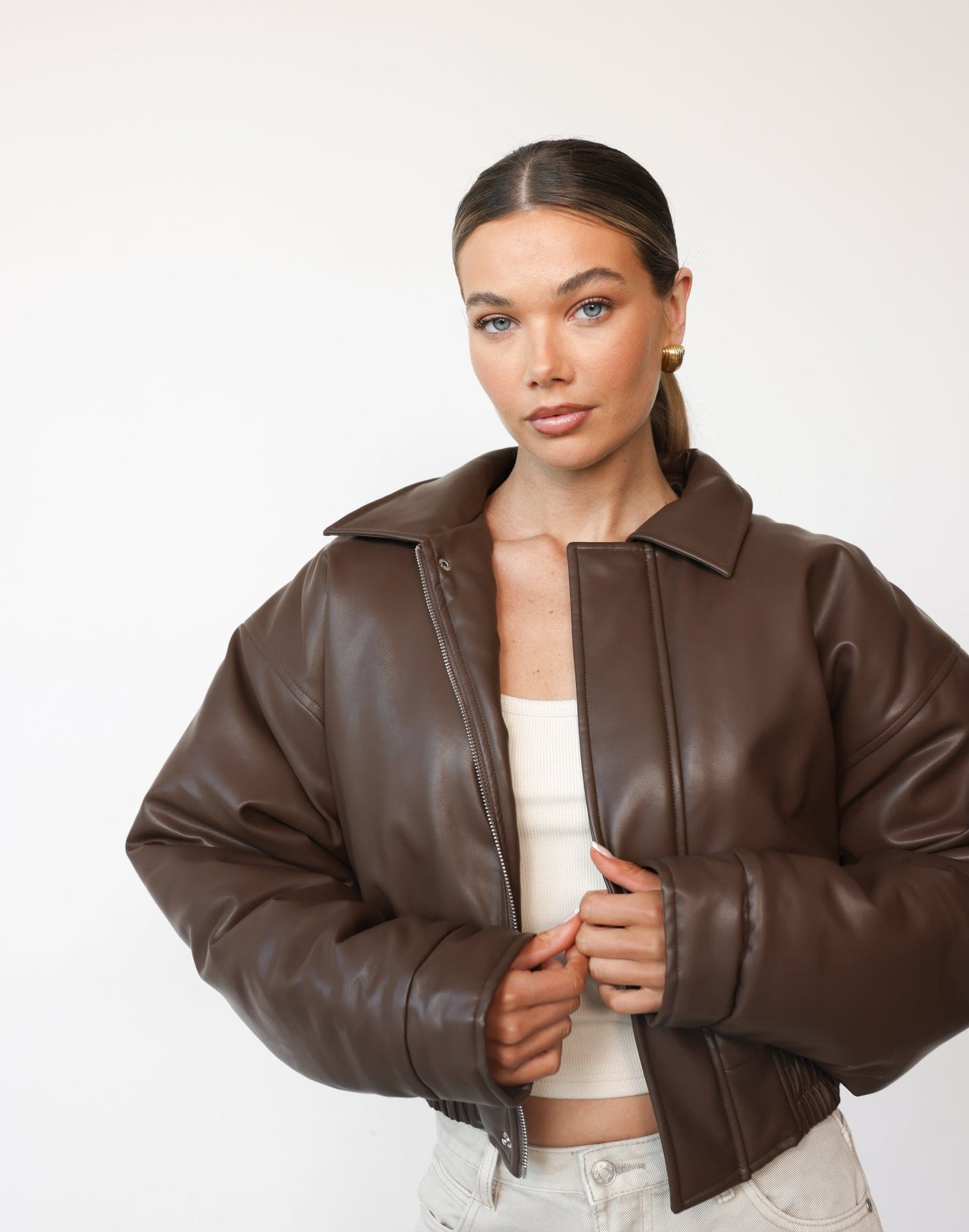 Collective Tops - Paloma Bomber Jacket (Chocolate)
                Add to wishlist third image