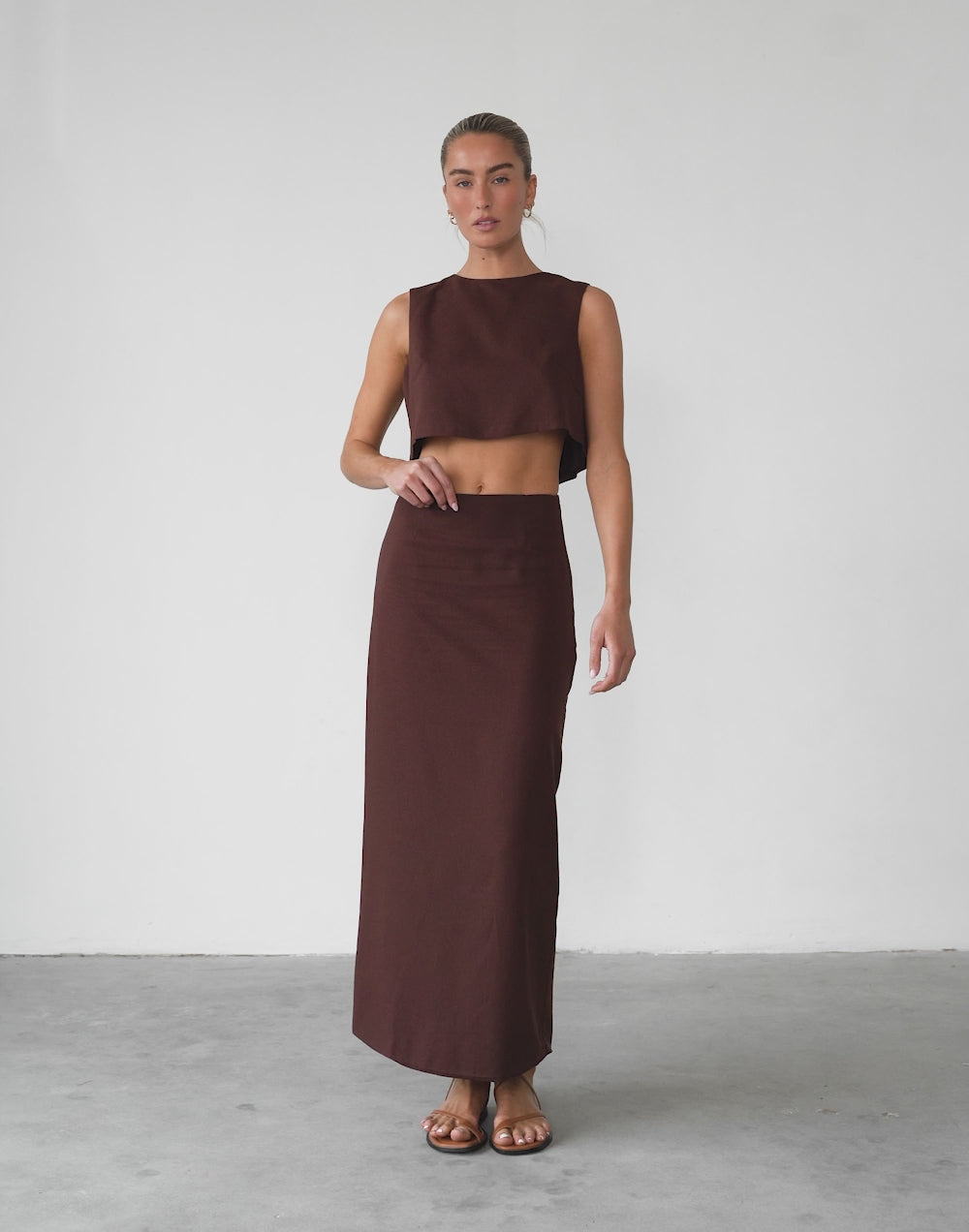 Como Linen Maxi Skirt (Cocoa)