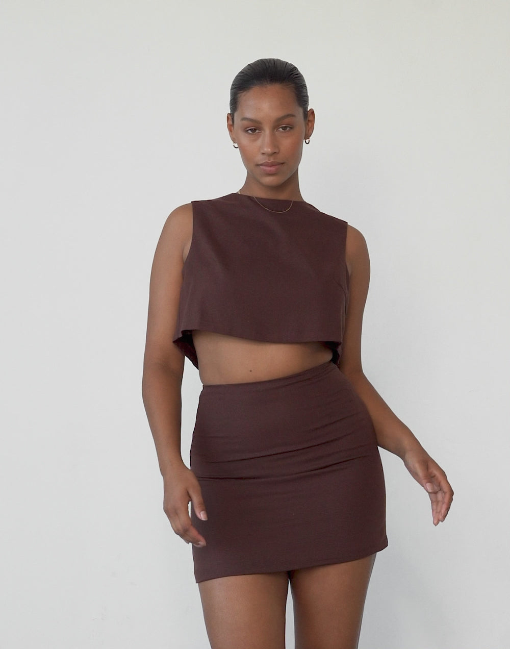 Como Linen Mini Skirt (Cocoa)