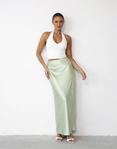Sincerity Maxi Skirt (Margarita) | Charcoal Clothing Exclusive - Satin High Waisted Skirt - Women's Skirt - Charcoal Clothing