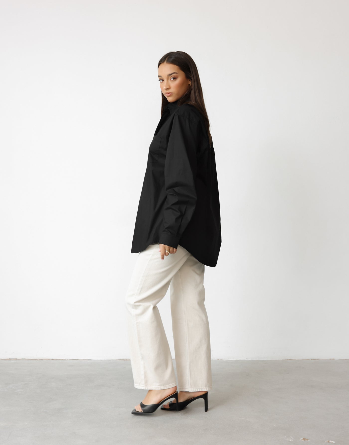 Franco Shirt (Black) | CHARCOAL Exclusive - Oversized Long Sleeve Cotton Dress Shirt - Women's Top - Charcoal Clothing