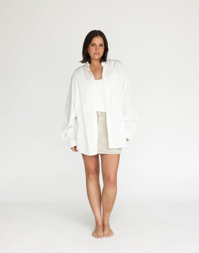 Franco Shirt (White) - White Button Down Shirt - Women's Shirt - Charcoal Clothing