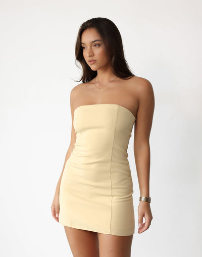 Eleanor Mini Dress (Buttermilk) | Charcoal Clothing Exclusive - Strapless Suiting Mini Dress - Women's Dress - Charcoal Clothing