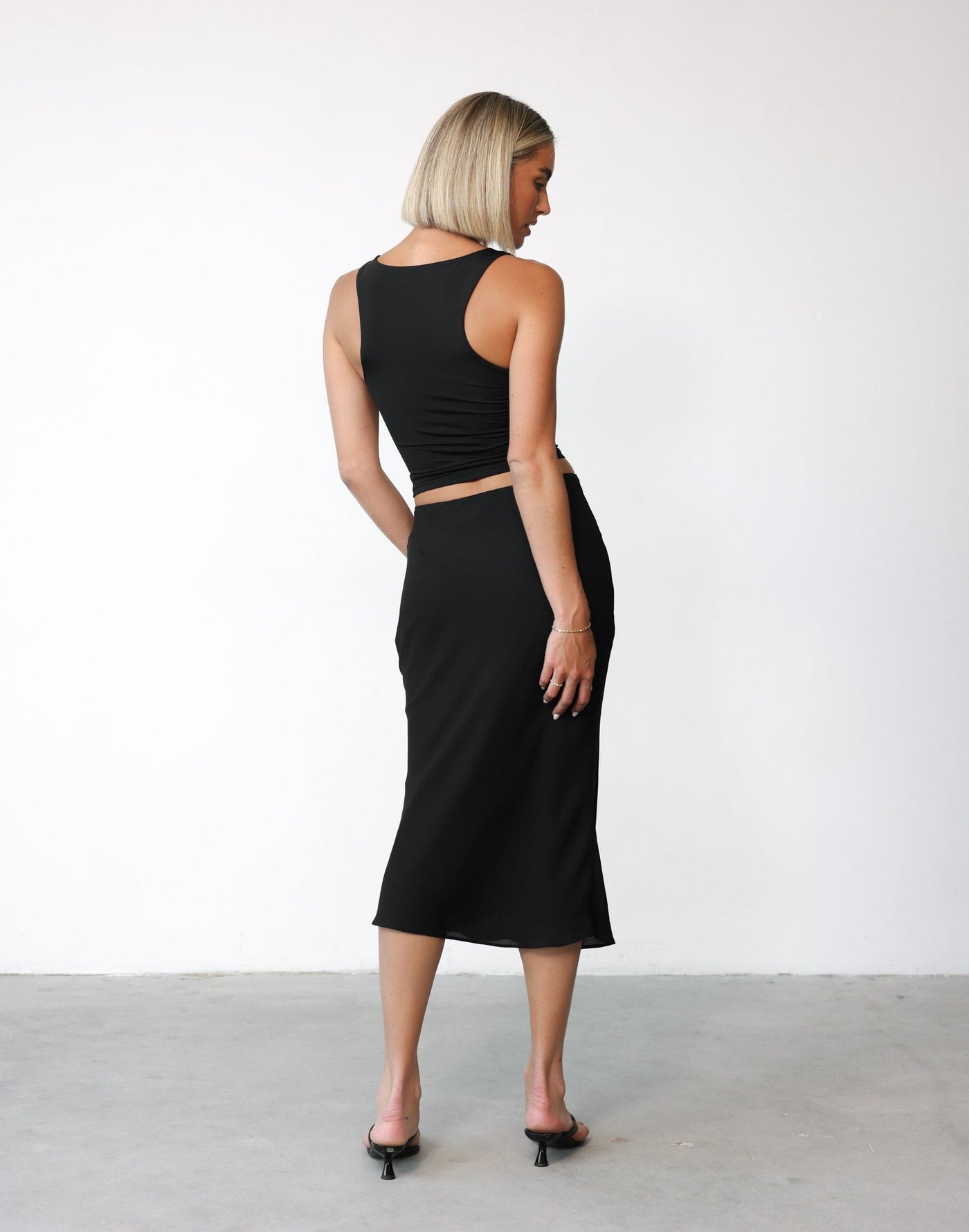 Isla Midi Skirt (Black) | Charcoal Clothing Exclusive - Mid to Low Rise Midi Skirt - Women's Skirt - Charcoal Clothing