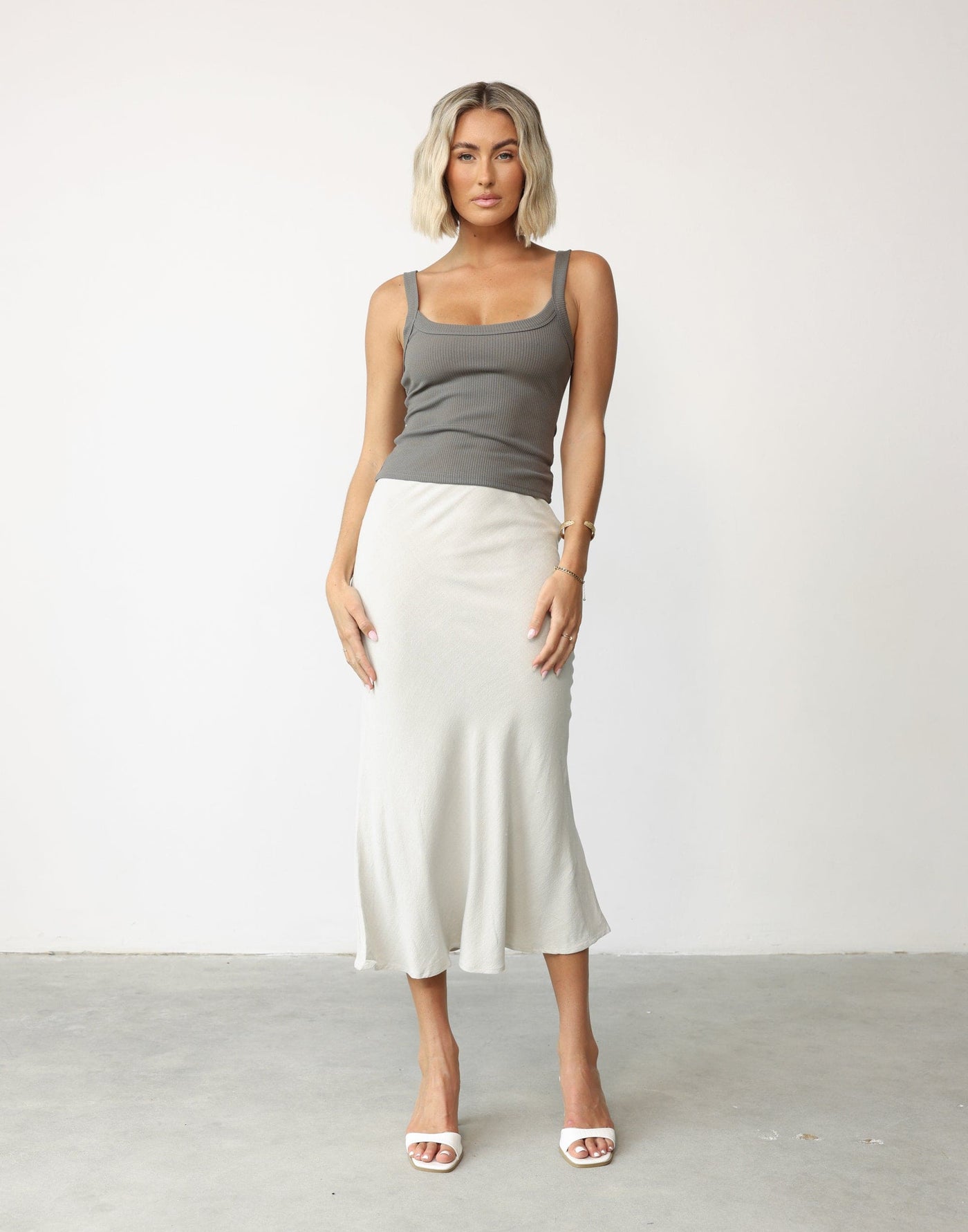 Rosemaria Midi Skirt (Cloud) - - Women's Skirt - Charcoal Clothing