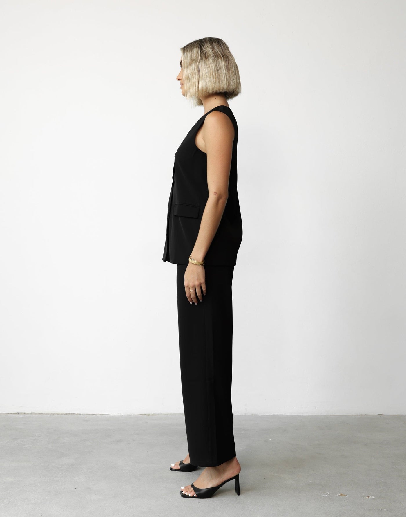 Jacqui Set (Black) - Blazer Top and Wide Leg Pant Set - Women's Sets - Charcoal Clothing