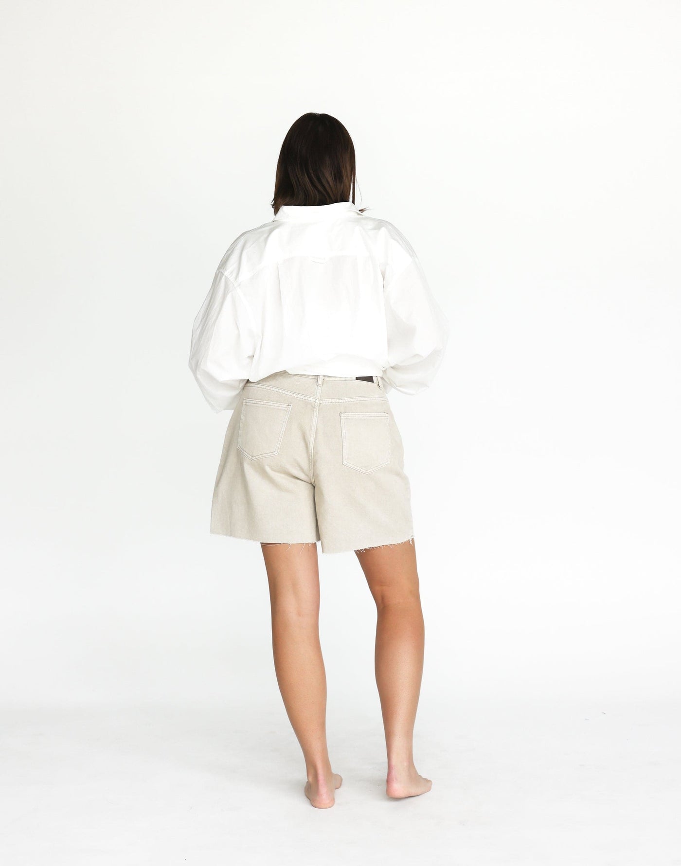 Jordan Denim Shorts (Vintage Stone) | CHARCOAL Exclusive - Wide Leg Long Denim Short - Women's Shorts - Charcoal Clothing