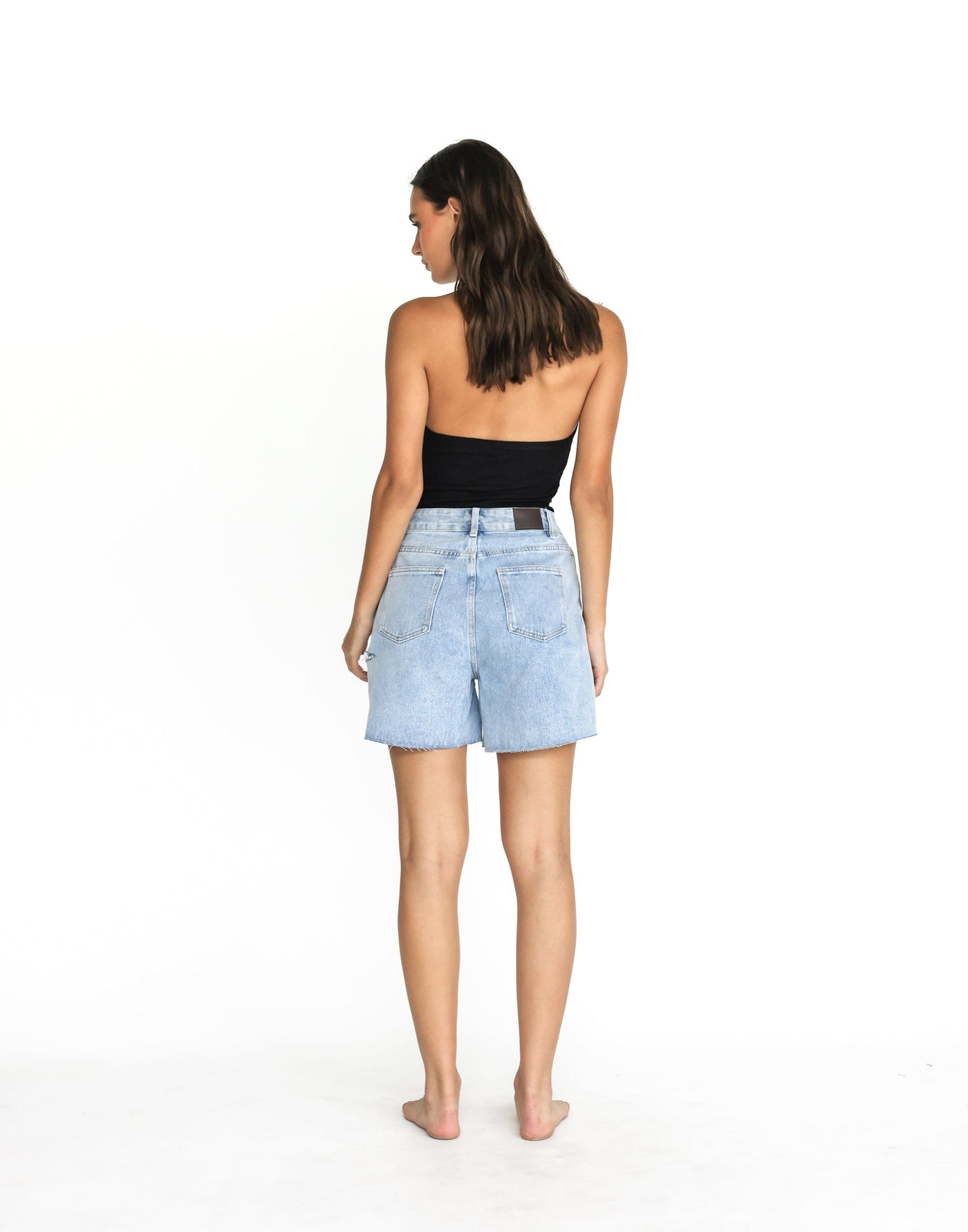 Sunlight Denim Shorts (Light Vintage) | CHARCOAL Exclusive - Split Side High Waisted Denim Shorts - Women's Shorts - Charcoal Clothing