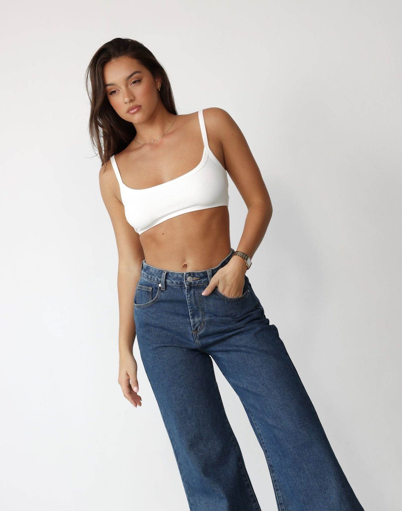 Malina Crop Top (White) | Charcoal Clothing Exclusive - Bralette Style Ribbed Lined Top - Women's Top - Charcoal Clothing
