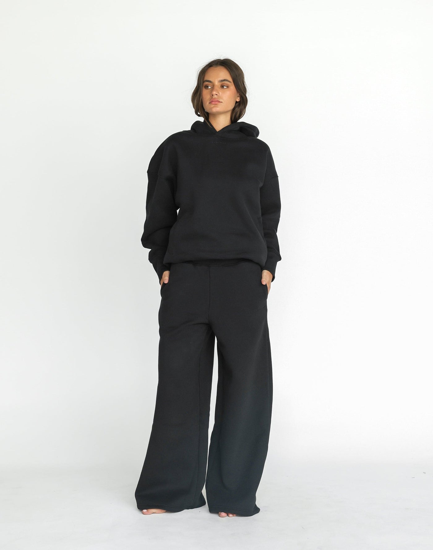 Noah Hoodie (Black) | CHARCOAL Exclusive - Oversized Dual Pocket Fleece Lined Hoodie - Women's Top - Charcoal Clothing