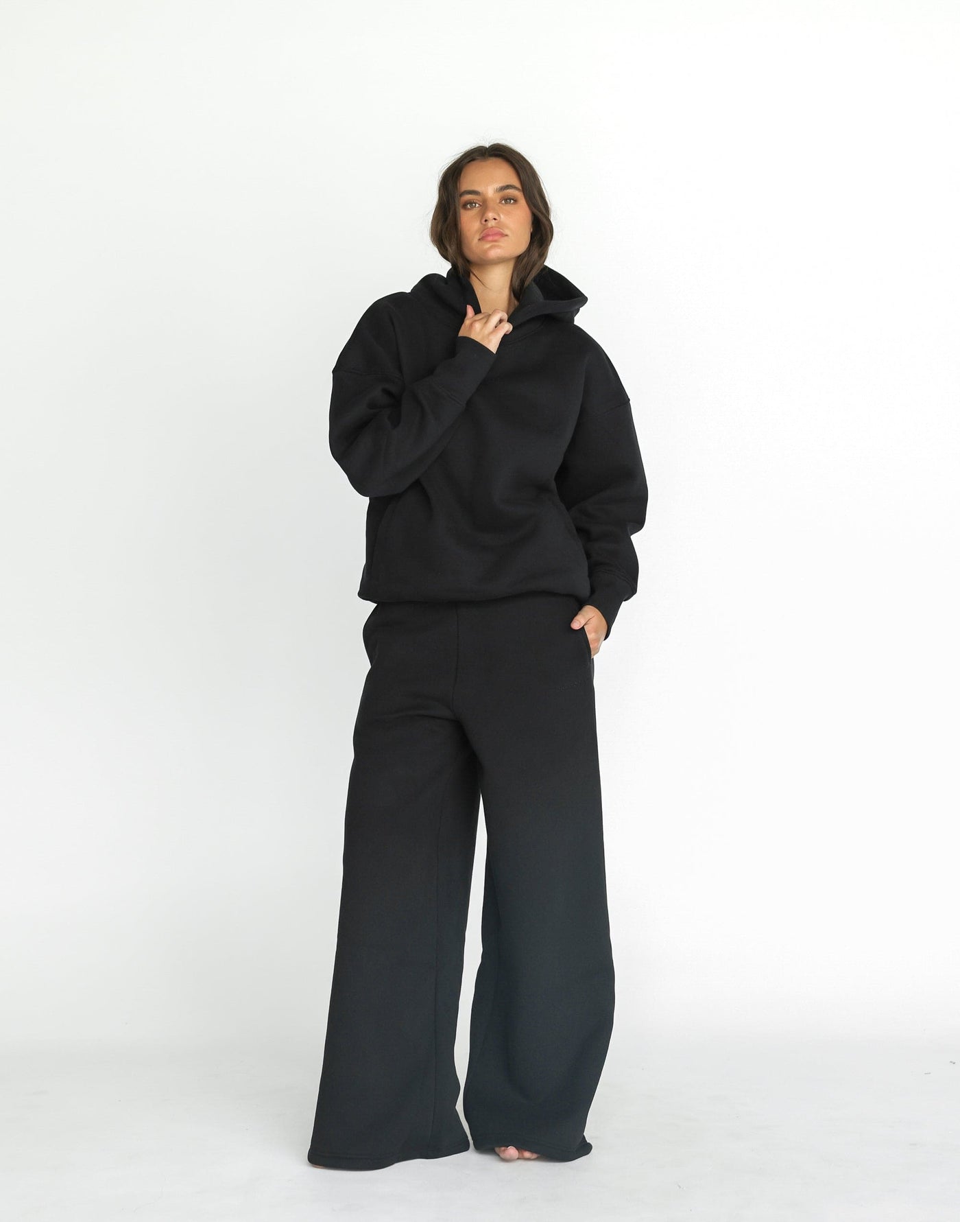 Noah Hoodie (Black) | CHARCOAL Exclusive - Oversized Dual Pocket Fleece Lined Hoodie - Women's Top - Charcoal Clothing