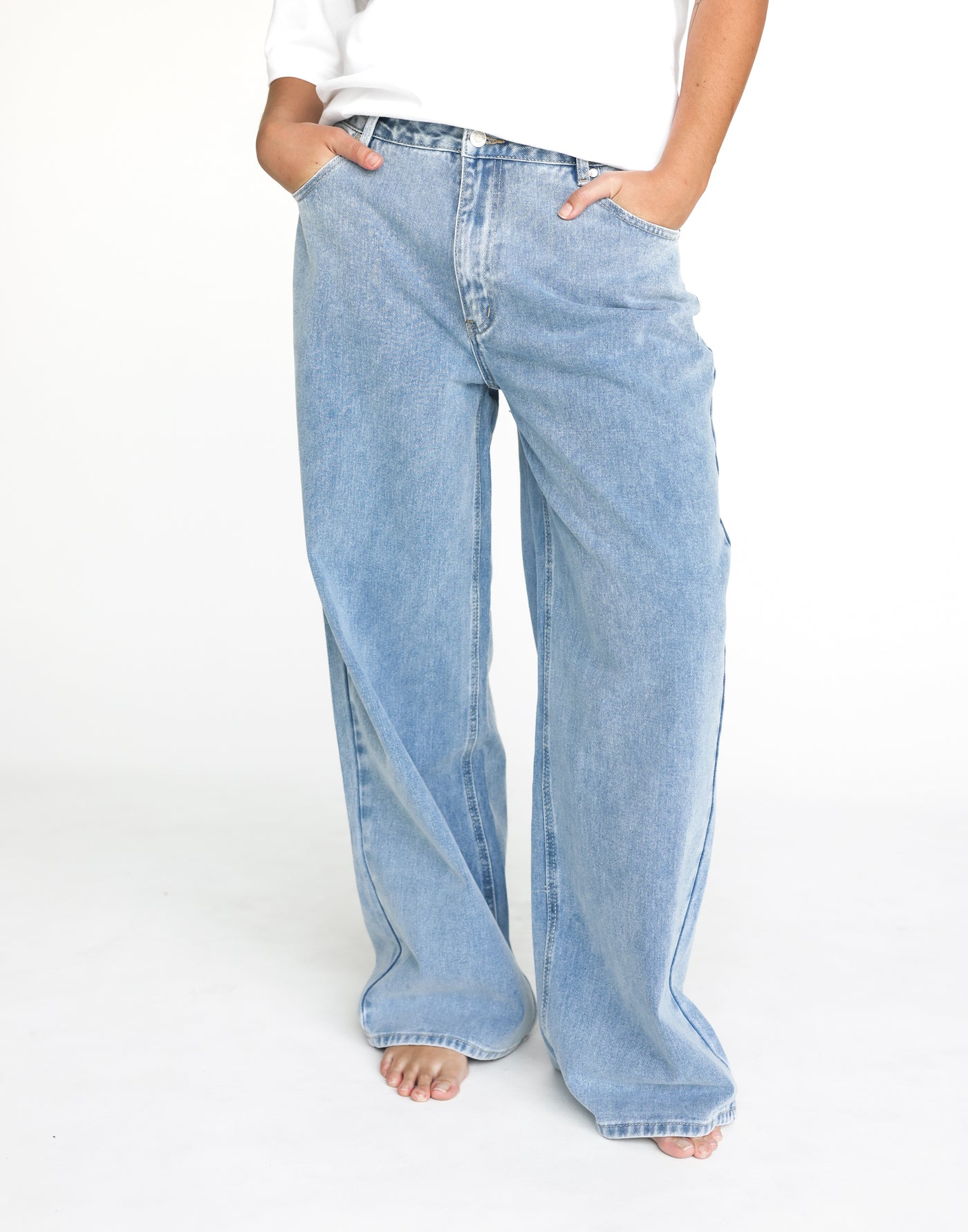 Roman Jeans (Light Vintage) | CHARCOAL Exclusive - Low Rise Wide Leg Jeans - Women's Pants - Charcoal Clothing