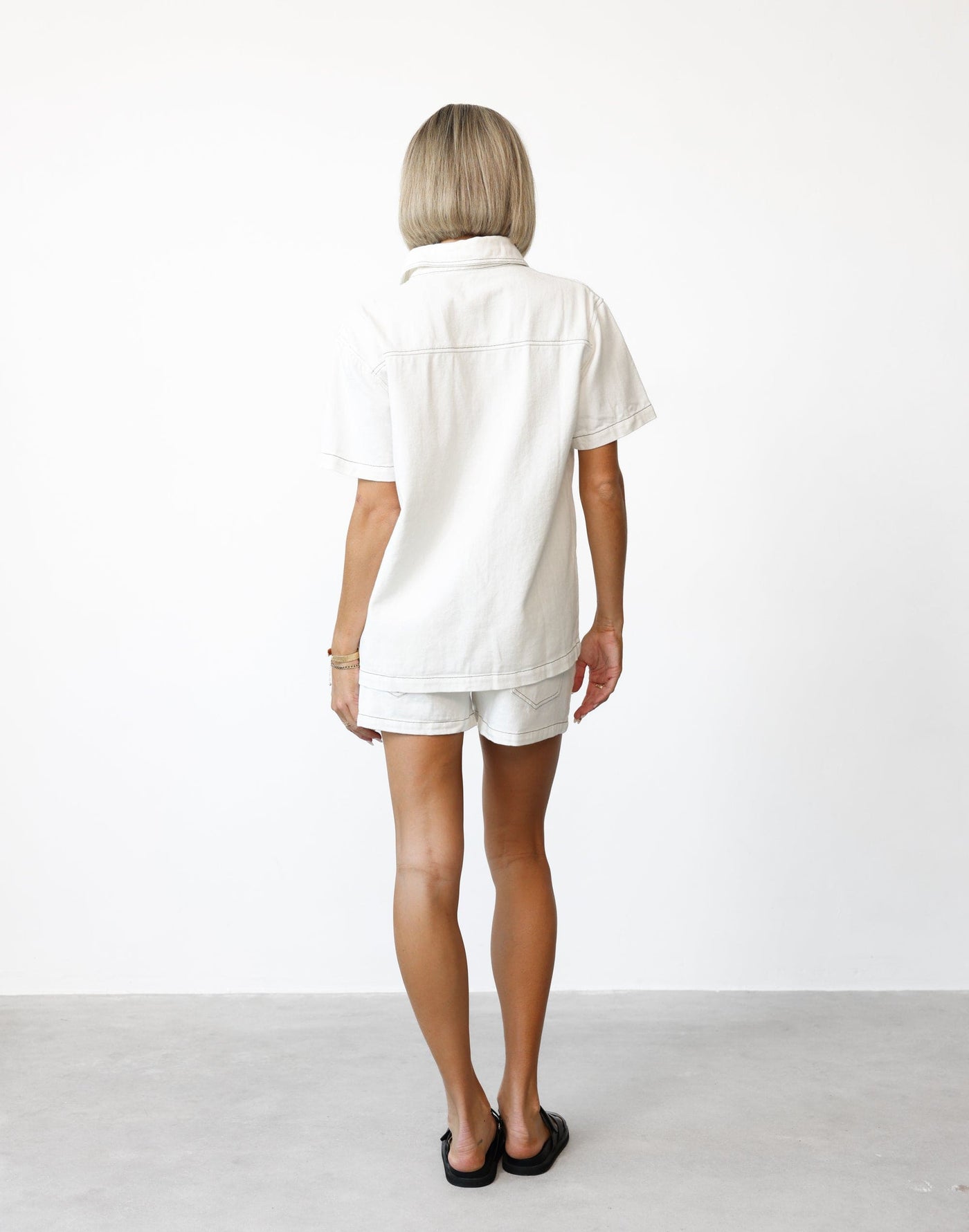 Elizha Shirt (White) - Button Up Pocket Detail Shirt - Women's Top - Charcoal Clothing