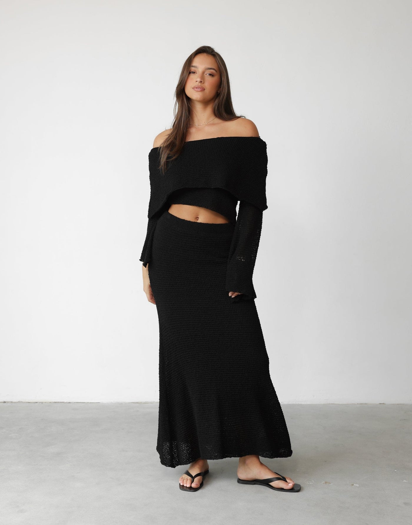 Sundown Maxi Skirt (Black) | Charcoal Clothing Exclusive - Stretch Sheer Full Skirt Maxi - Women's Top - Charcoal Clothing