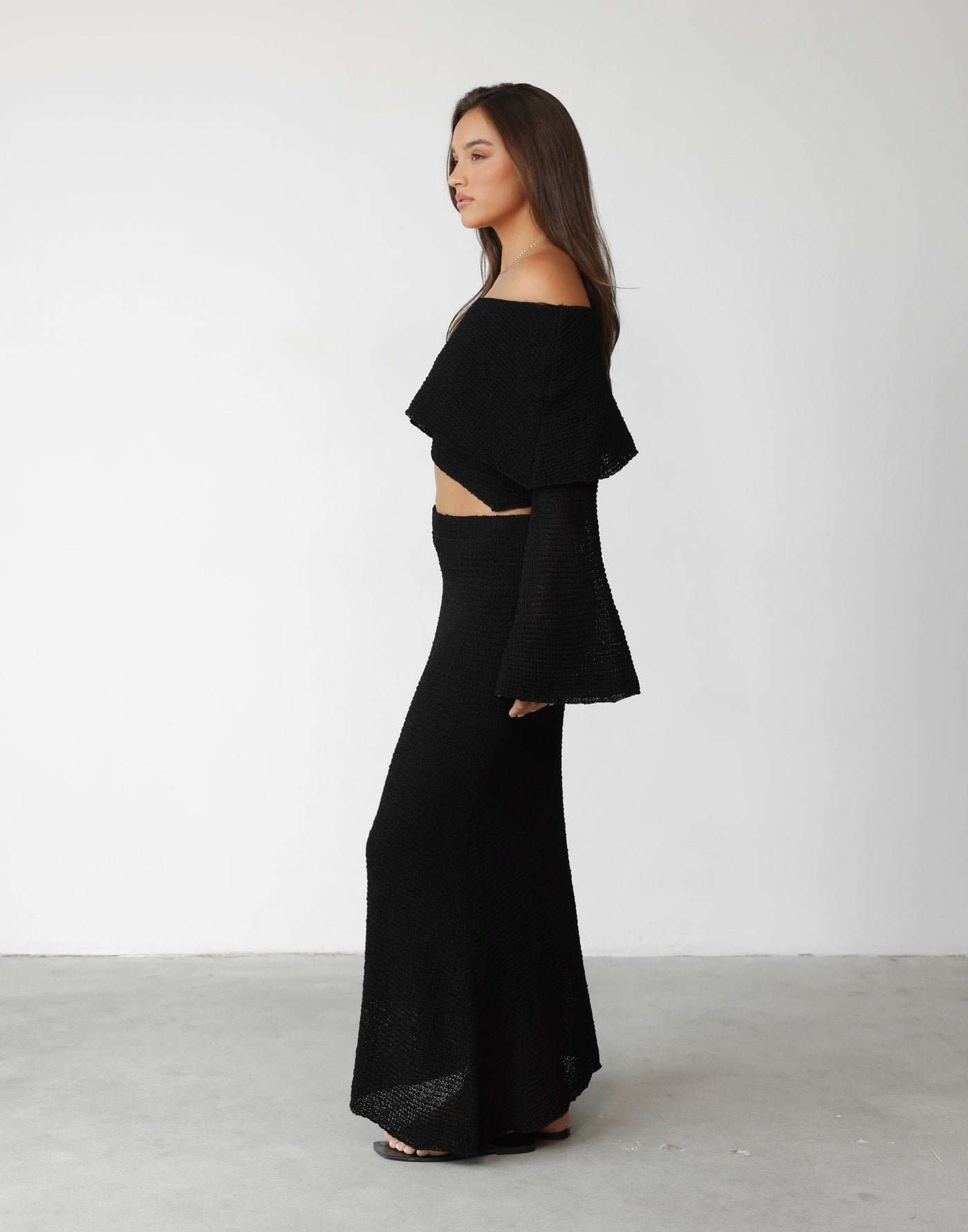 Sundown Maxi Skirt (Black) | Charcoal Clothing Exclusive - Stretch Sheer Full Skirt Maxi - Women's Top - Charcoal Clothing