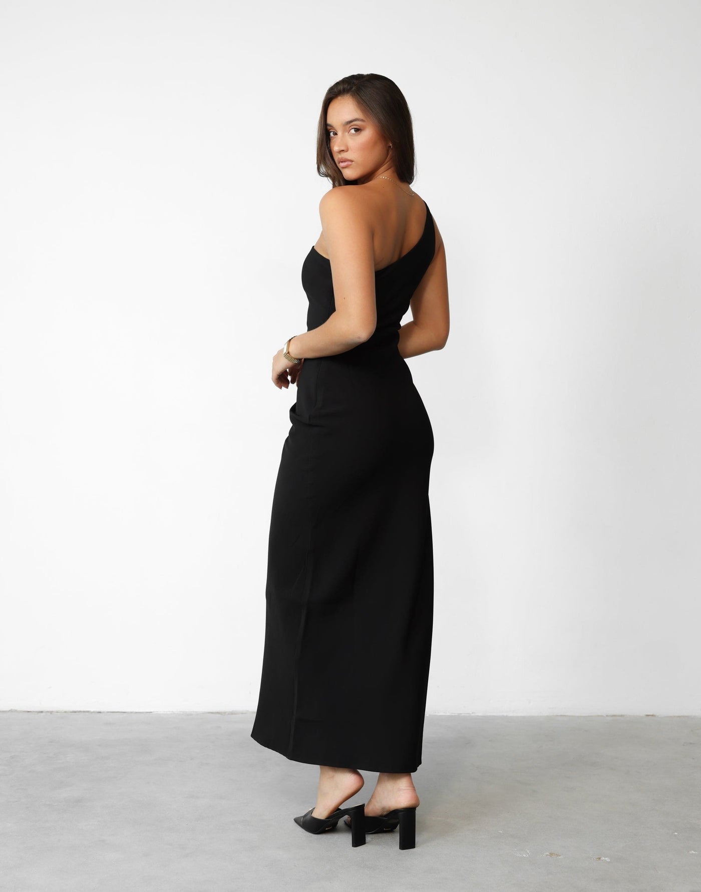 Caroline Maxi Dress (Black) - One Shoulder Maxi Dress - Women's Dress - Charcoal Clothing