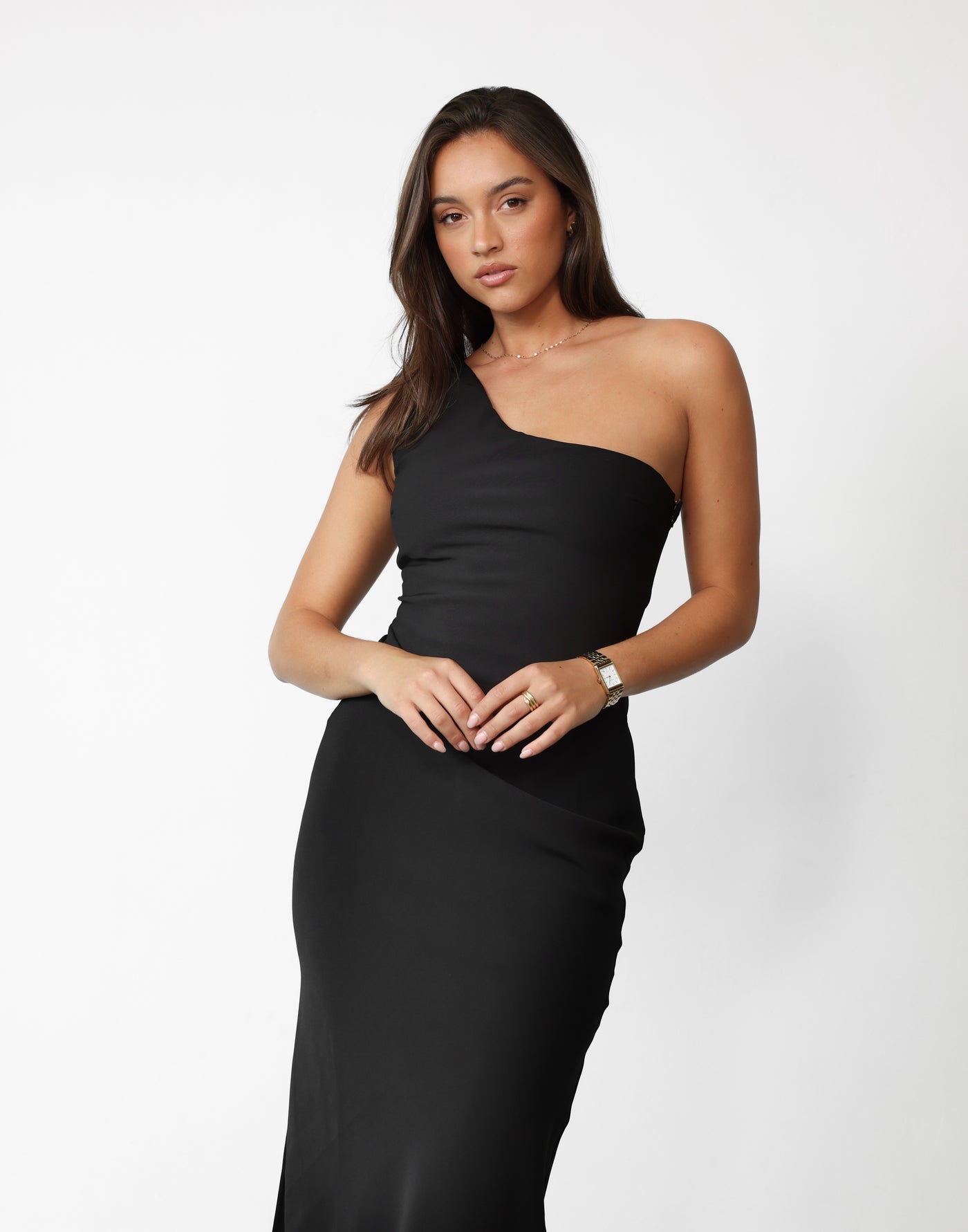 Caroline Maxi Dress (Black) - One Shoulder Maxi Dress - Women's Dress - Charcoal Clothing