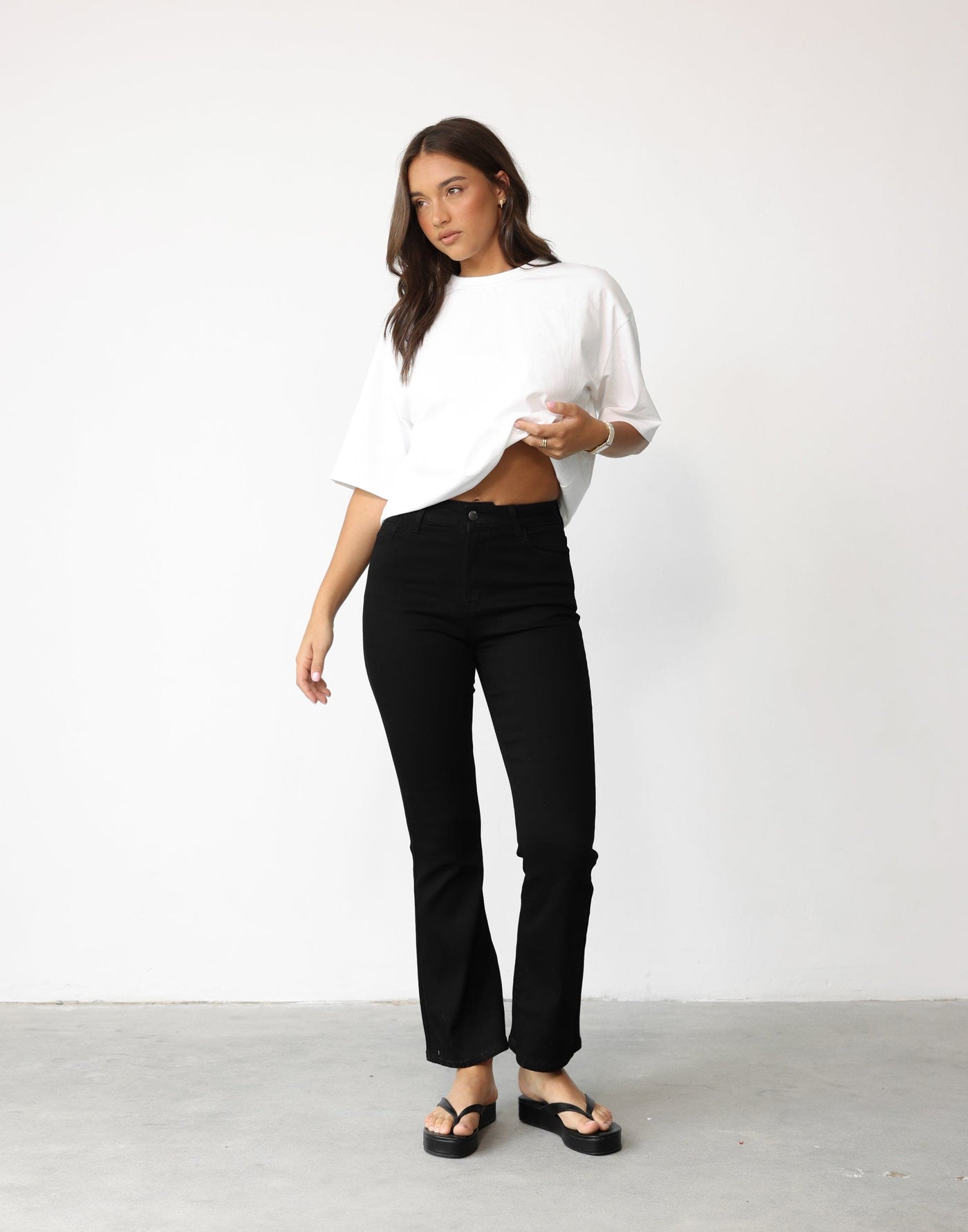 Cady Jeans (Black) - Flared High Waisted Jeans - Women's Pants - Charcoal Clothing