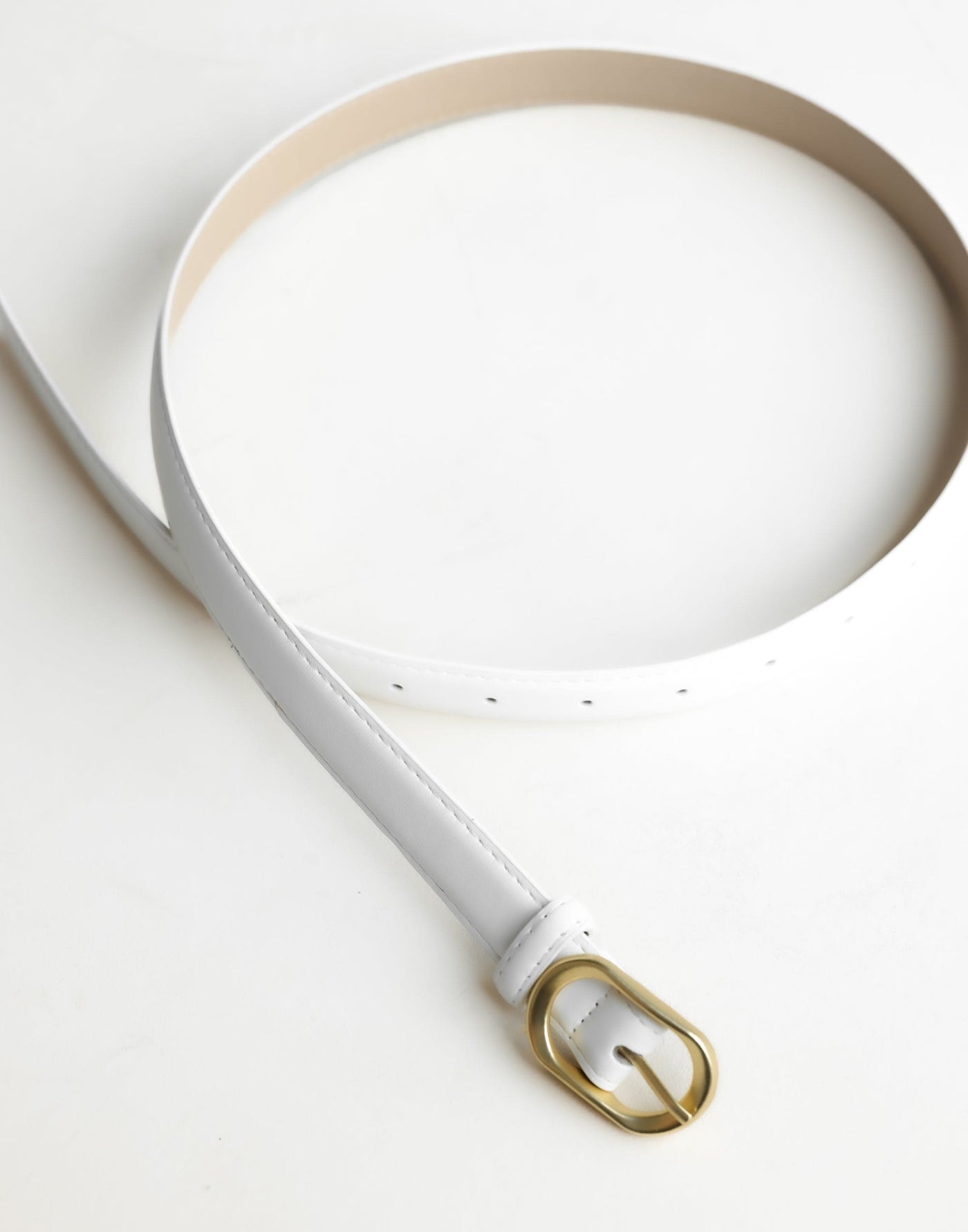 Darcey Belt (White) | CHARCOAL Exclusive - Thin Gold Hardware Belt - Women's Accessories - Charcoal Clothing