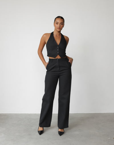 Kristen Pants (Black) | CHARCOAL Exclusive - High Waisted Straight Pant - Women's Pants - Charcoal Clothing