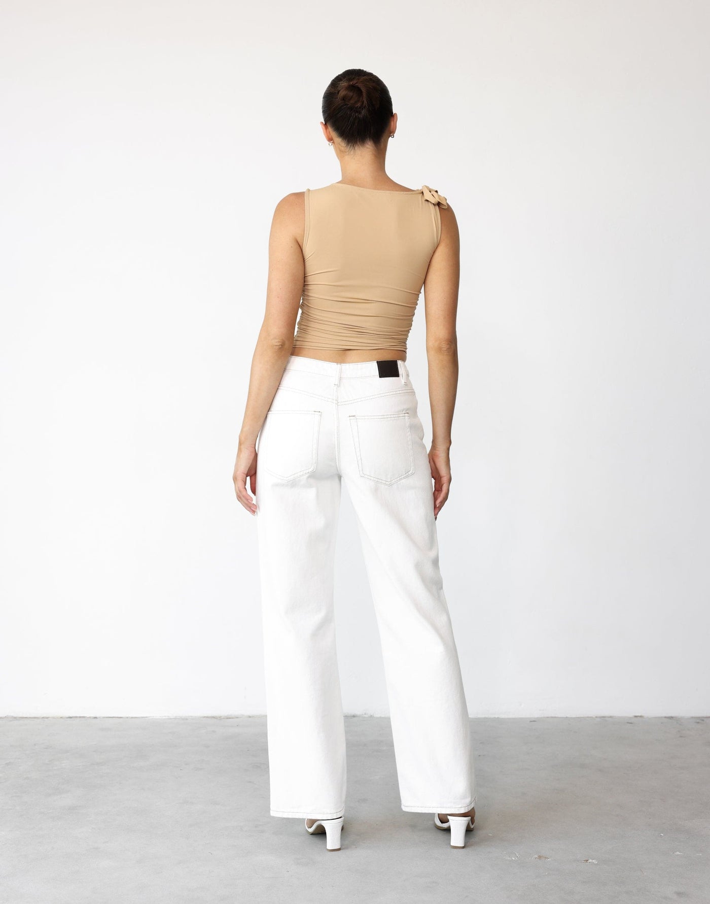 Rendezvous Top (Tan) By Lioness Frill Detail Bodycon Top CHARCOAL