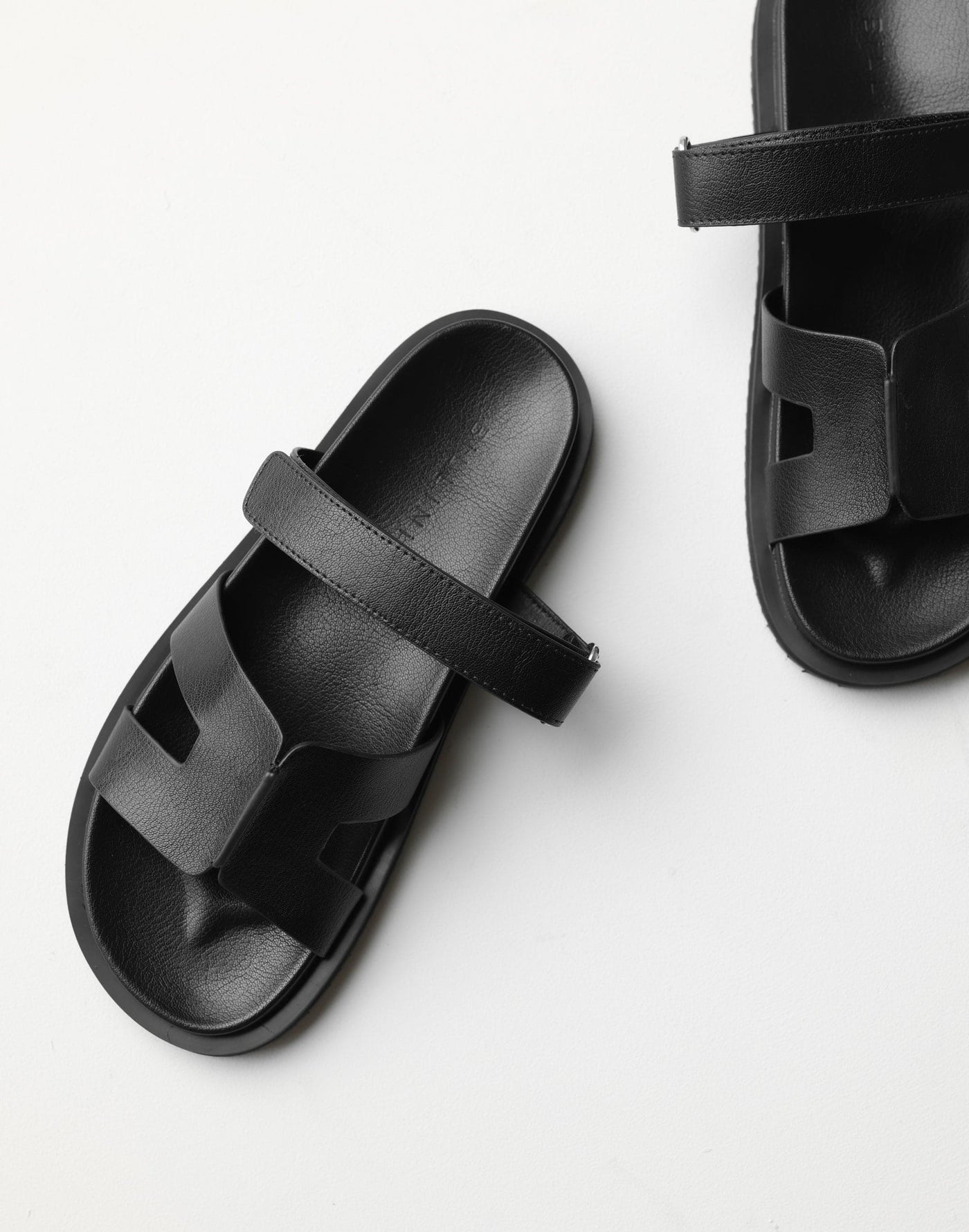 Theon Slides (Black) - By Billini - Velcro Closure Cut Out Detail Slide - Women's Shoes - Charcoal Clothing