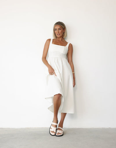 Mariel Maxi Dress (White) - Empire Waist Style Maxi Dress - Women's Dress - Charcoal Clothing