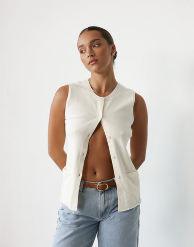 Kourt Vest (Ivory) - By Lioness - - Women's Top - Charcoal Clothing