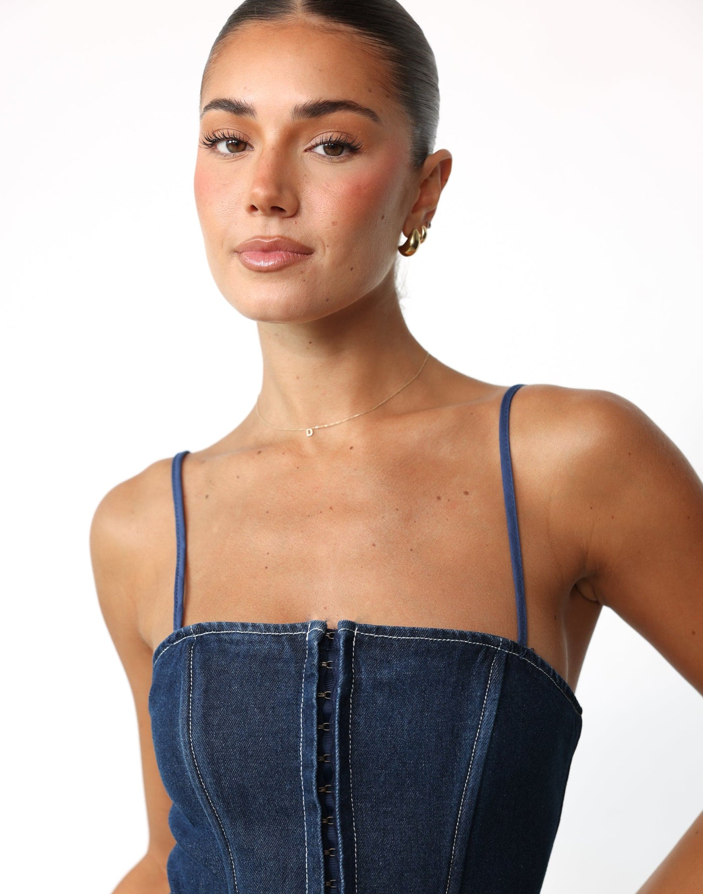 Honey Corset Mini (Blue Denim) By Lioness CHARCOAL