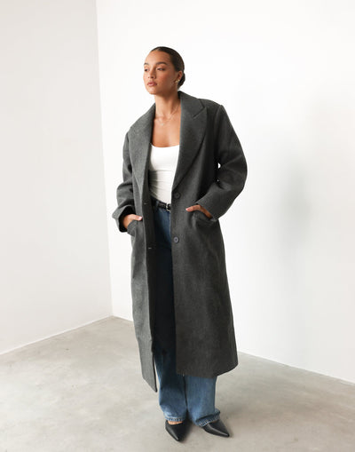 Olsen Coat (Grey Marle) - By Lioness - - Women's Outerwear - Charcoal Clothing