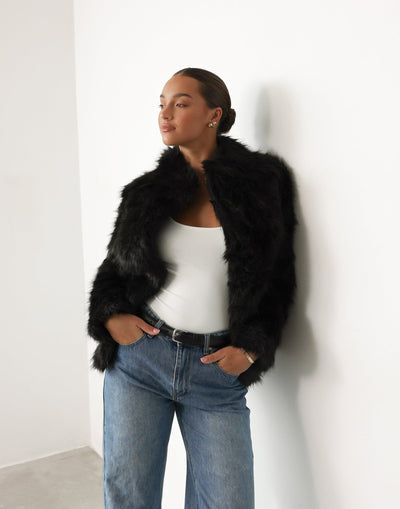 Bada Bing Faux Fur (Onyx) - By Lioness - - Women's Outerwear - Charcoal Clothing