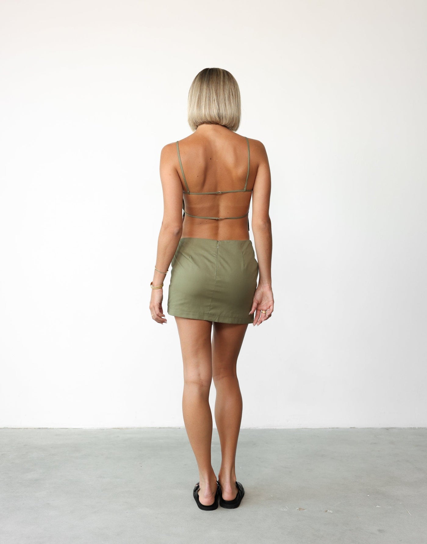 Adeola Mini Skirt (Khaki) - Wrap Around Cargo Style Mini SKirt - Women's Skirt - Charcoal Clothing