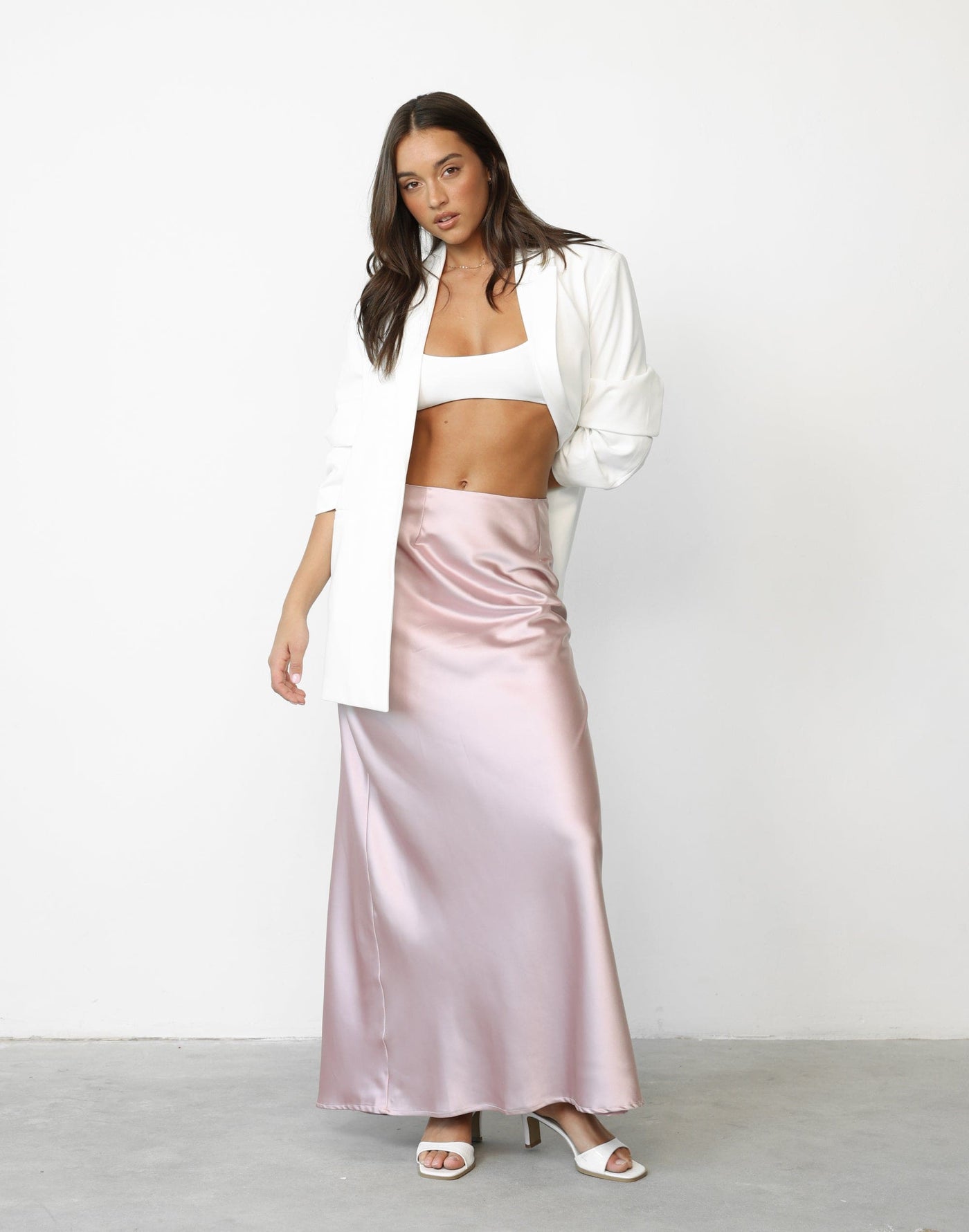 Sincerity Maxi Skirt (Mauve) | Charcoal Clothing Exclusive - High Waisted Satin Maxi Skirt - Women's Top - Charcoal Clothing