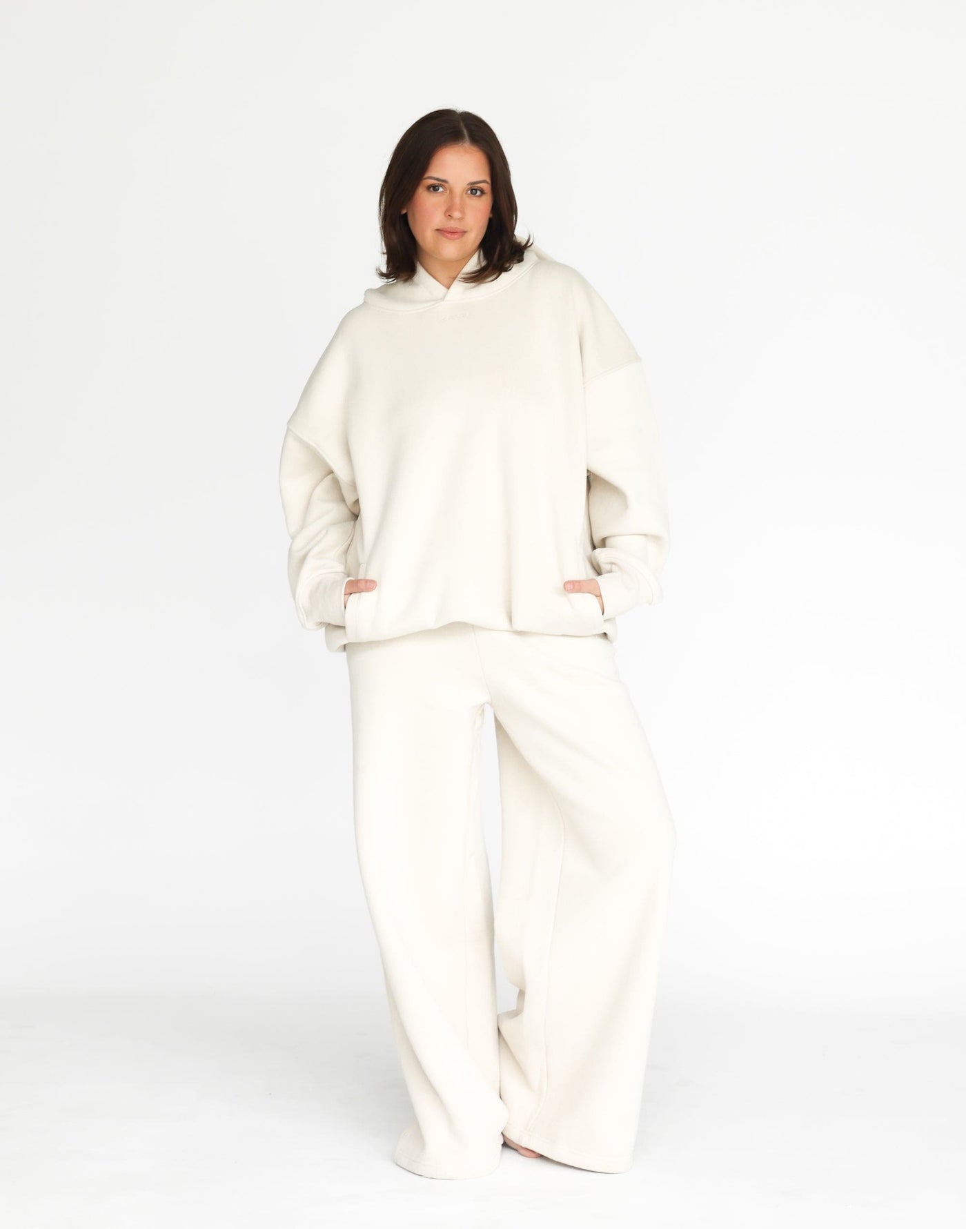 Noah Hoodie (Ecru) | CHARCOAL Exclusive - Oversized Dual Pocket Fleece Lined Hoodie - Women's Top - Charcoal Clothing
