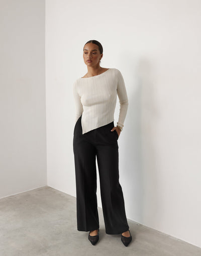 Harper Pants (Black) - Black High Waisted Wide Leg Pants - Women's Pants - Charcoal Clothing