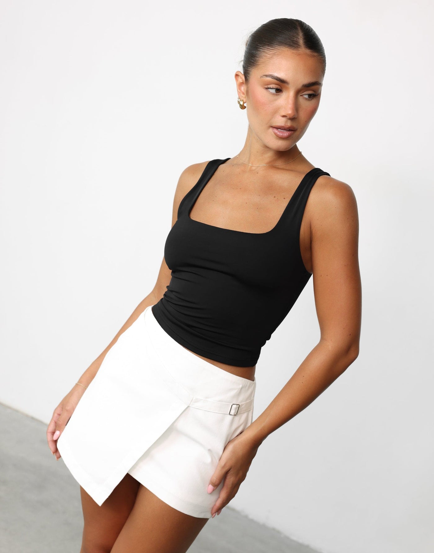 Adeola Mini Skirt (White) - Wrap Around Cargo Style Mini SKirt - Women's Skirt - Charcoal Clothing