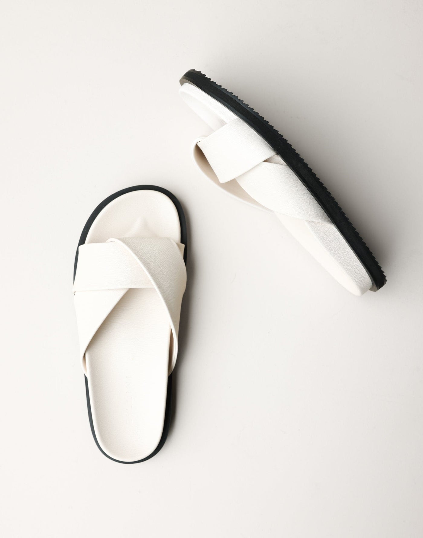 Talen Slides (Alabaster) - By Billini - Crossover Detail Slides - Women's Shoes - Charcoal Clothing