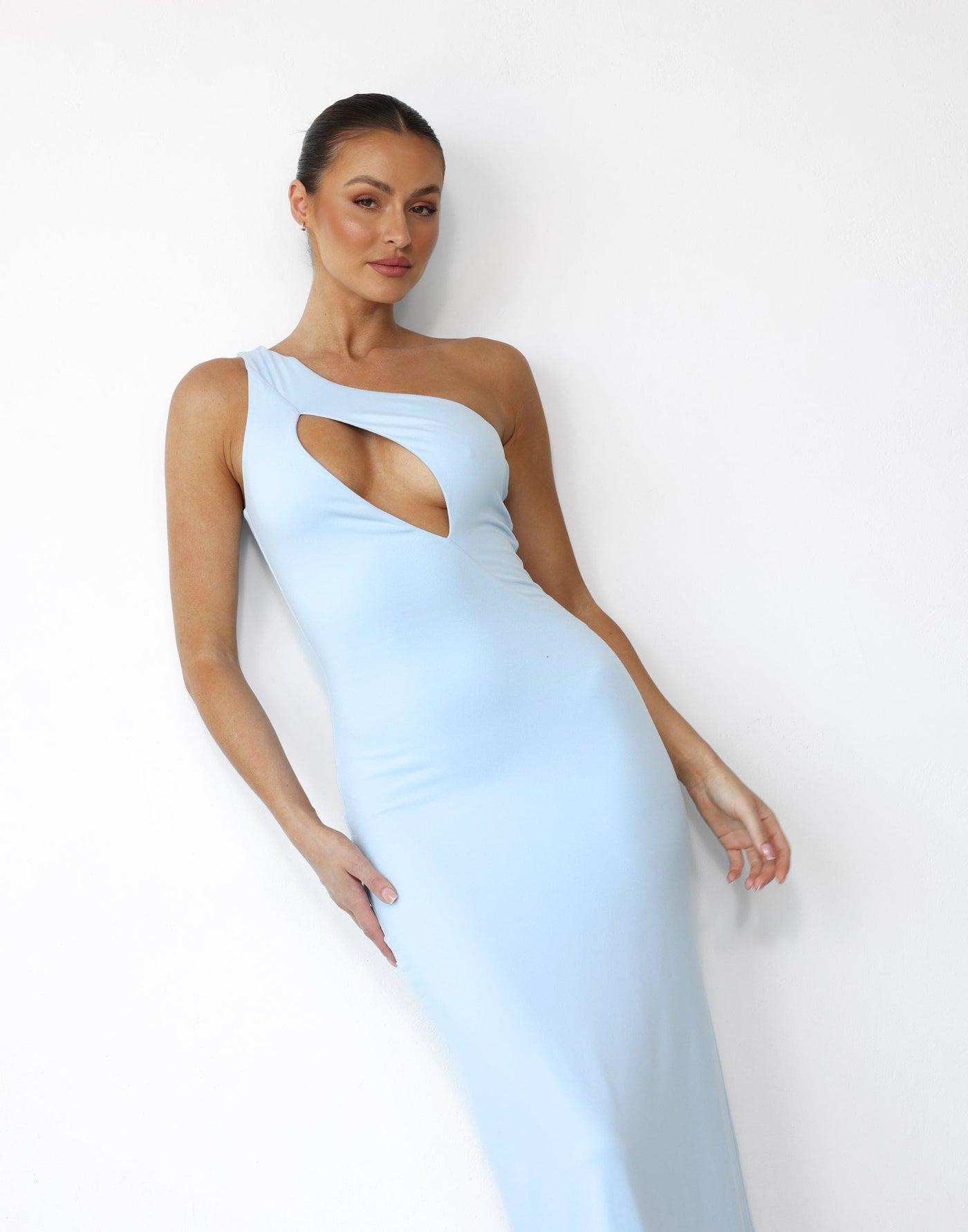 Karlie Maxi Dress (Ice Blue) | Charcoal Clothing Exclusive - Cut-Out Detail Bodycon Maxi Dress - Women's Dress - Charcoal Clothing