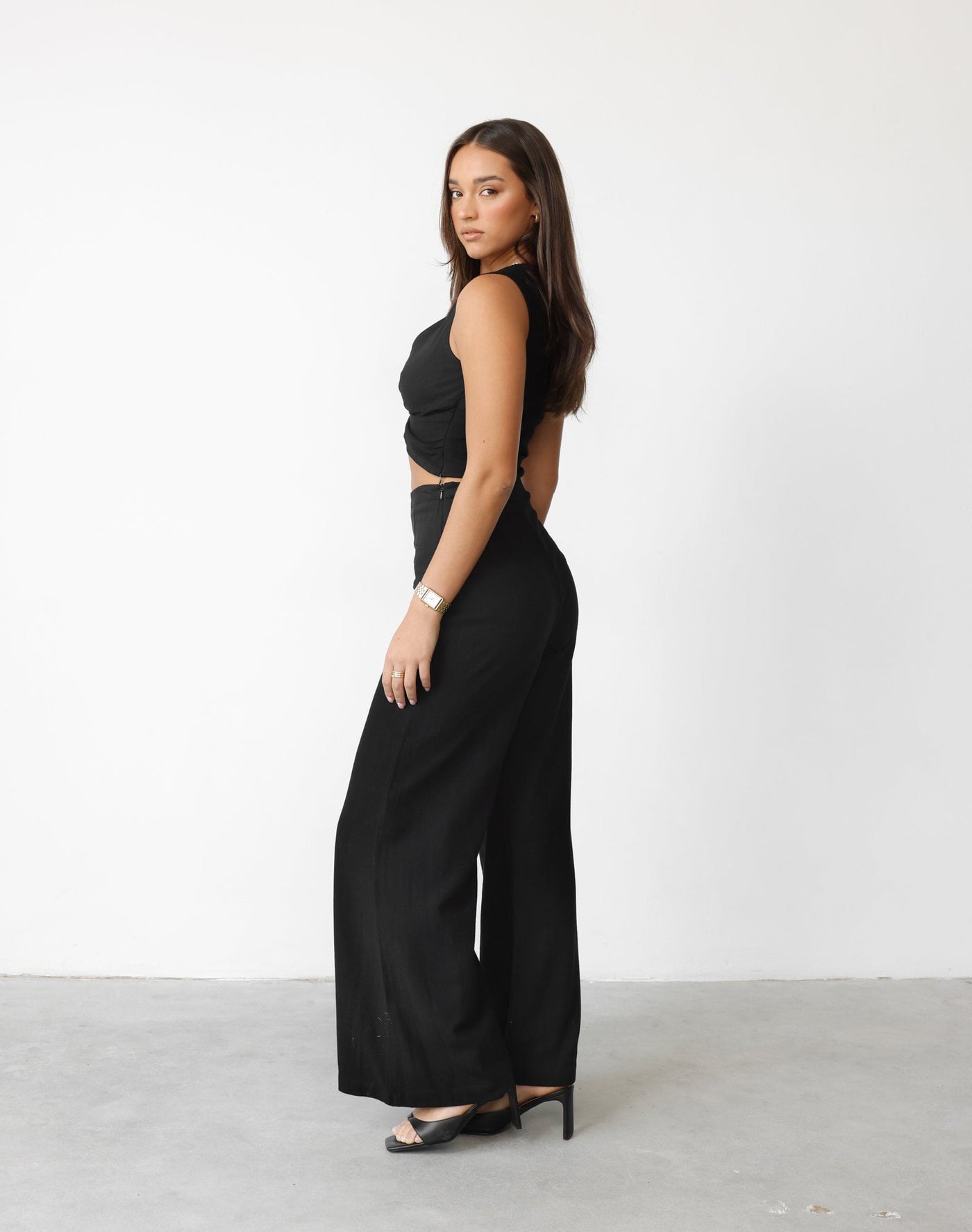 Eden Pants (Black) | CHARCOAL Exclusive - High Waisted Flowy Linen Blend Pants - Women's Pants - Charcoal Clothing