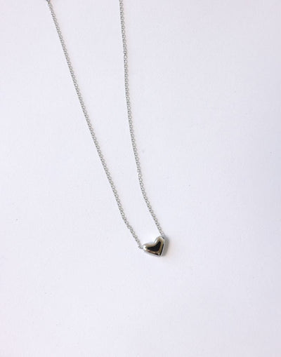 Maia Necklace (Silver) | CHARCOAL Exclusive - Thin Chain Herat Pendant Necklace - Women's Accessories - Charcoal Clothing