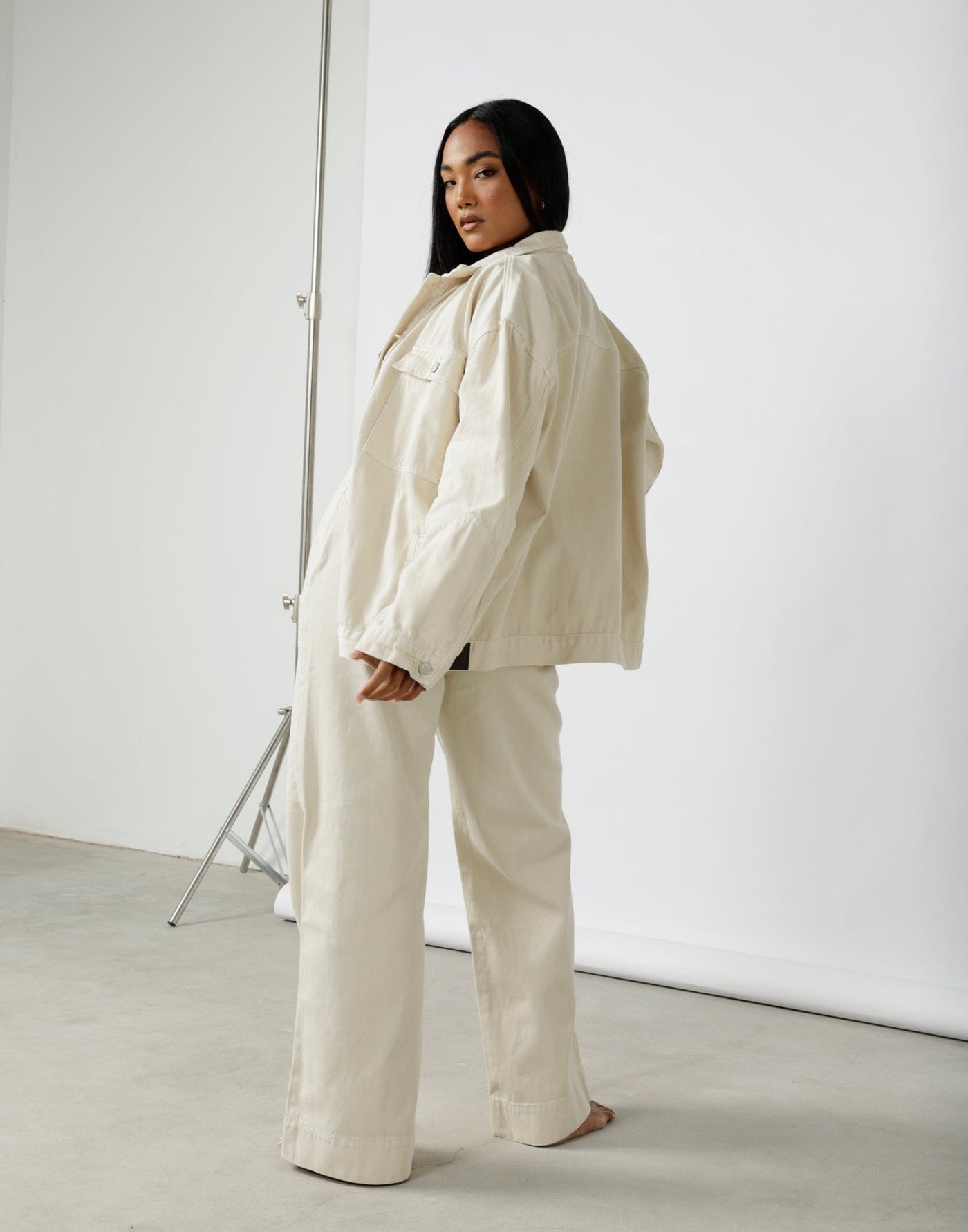 Adrian Denim Jacket (Pumice) - Cream Denim Jacket - Women's Outerwear - Charcoal Clothing