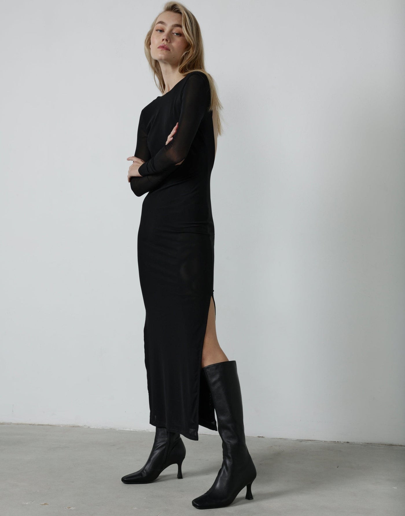 Luna Mesh Maxi Dress (Black) - Black Backless Mesh Maxi Dress – CHARCOAL