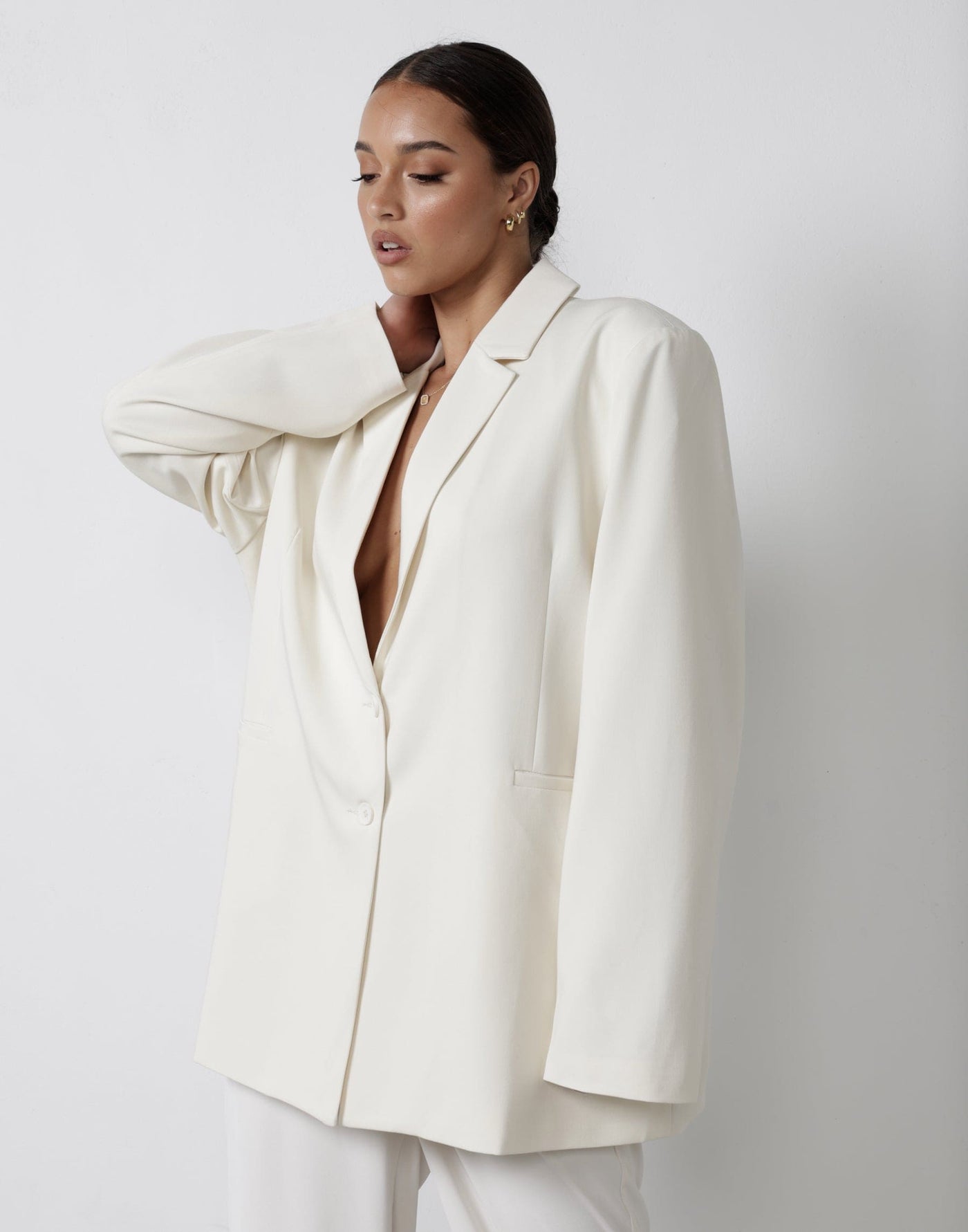 Ashwood Blazer (Cream) - Cream Oversized Blazer - Women's Outerwear - Charcoal Clothing